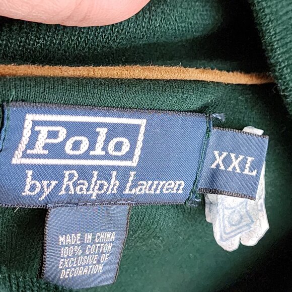 Polo Ralph Lauren Dark Green 100% Cotton Knit Quarter Zip Sweater - Picture 5 of 5